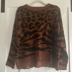 Leopard Print Sweater - Brown and Black